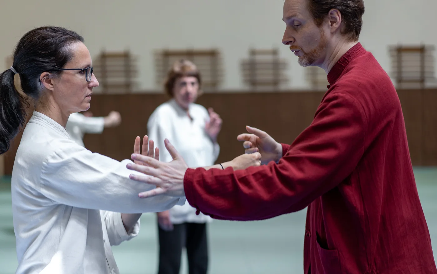 Démonstration de Tai Chi Chuan — Frédéric Carlini transmet un geste à une élève